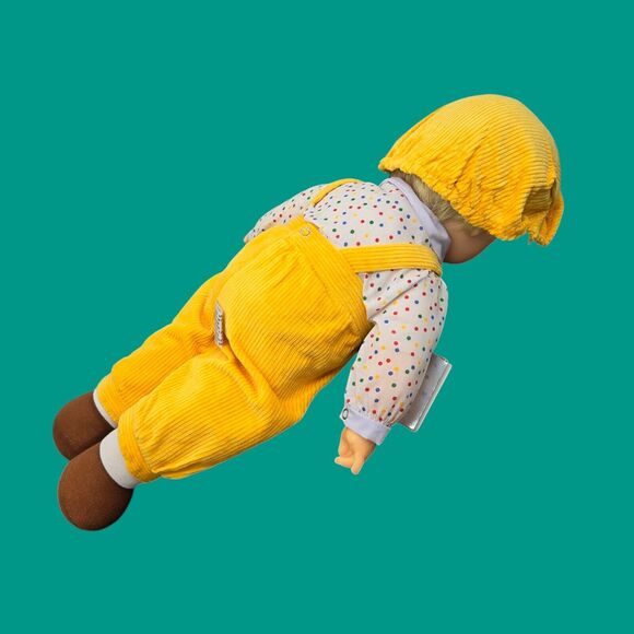 1984 Vintage 19" Vinyl Plush Boy Doll "Sunny" Mitchell Co Kansas Yellow Corduroy - Picture 8 of 11